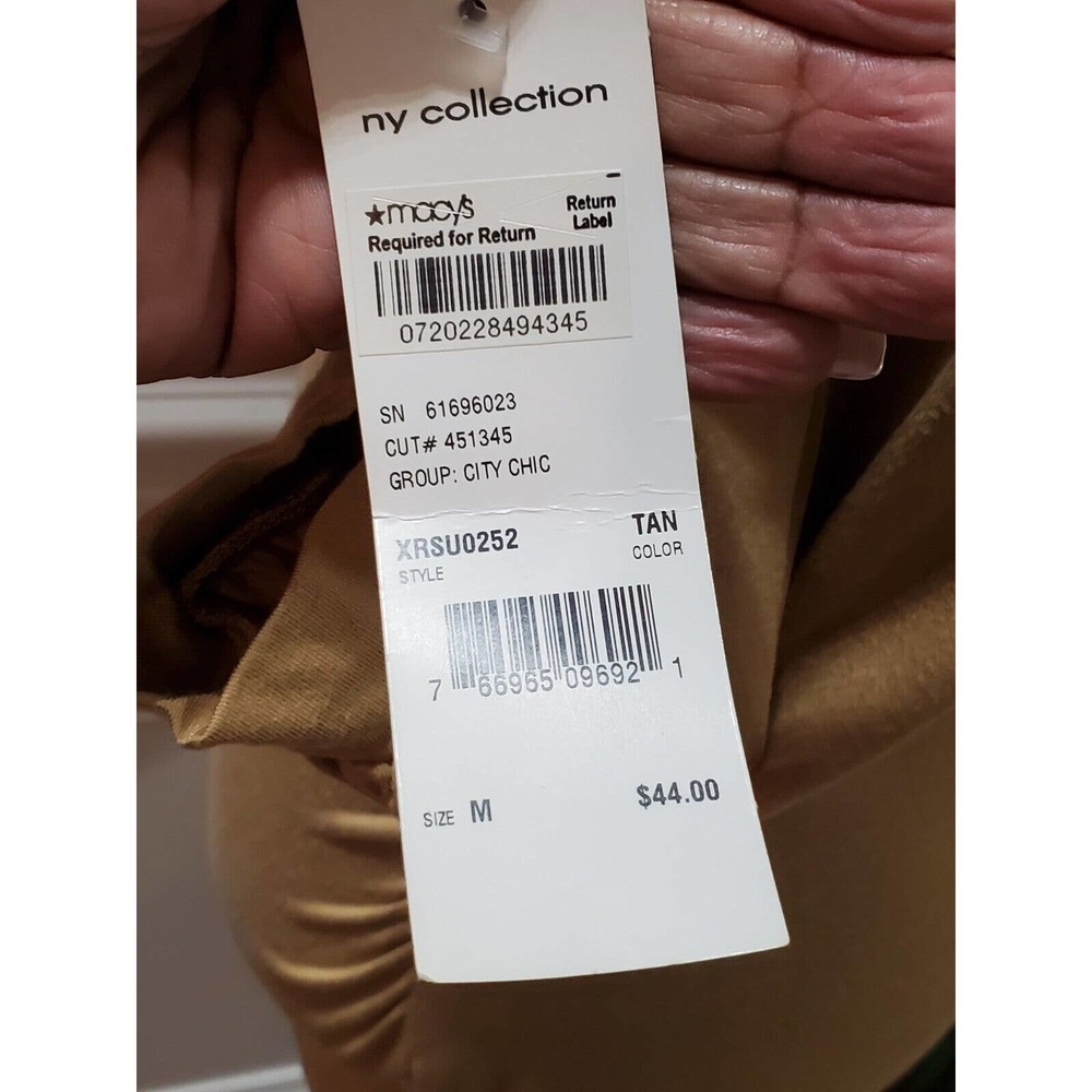 Ny Collection Woman's Khaki Rayon Long Sleeve Ruffle Pullover Top Shirt Size M - Picture 6 of 11